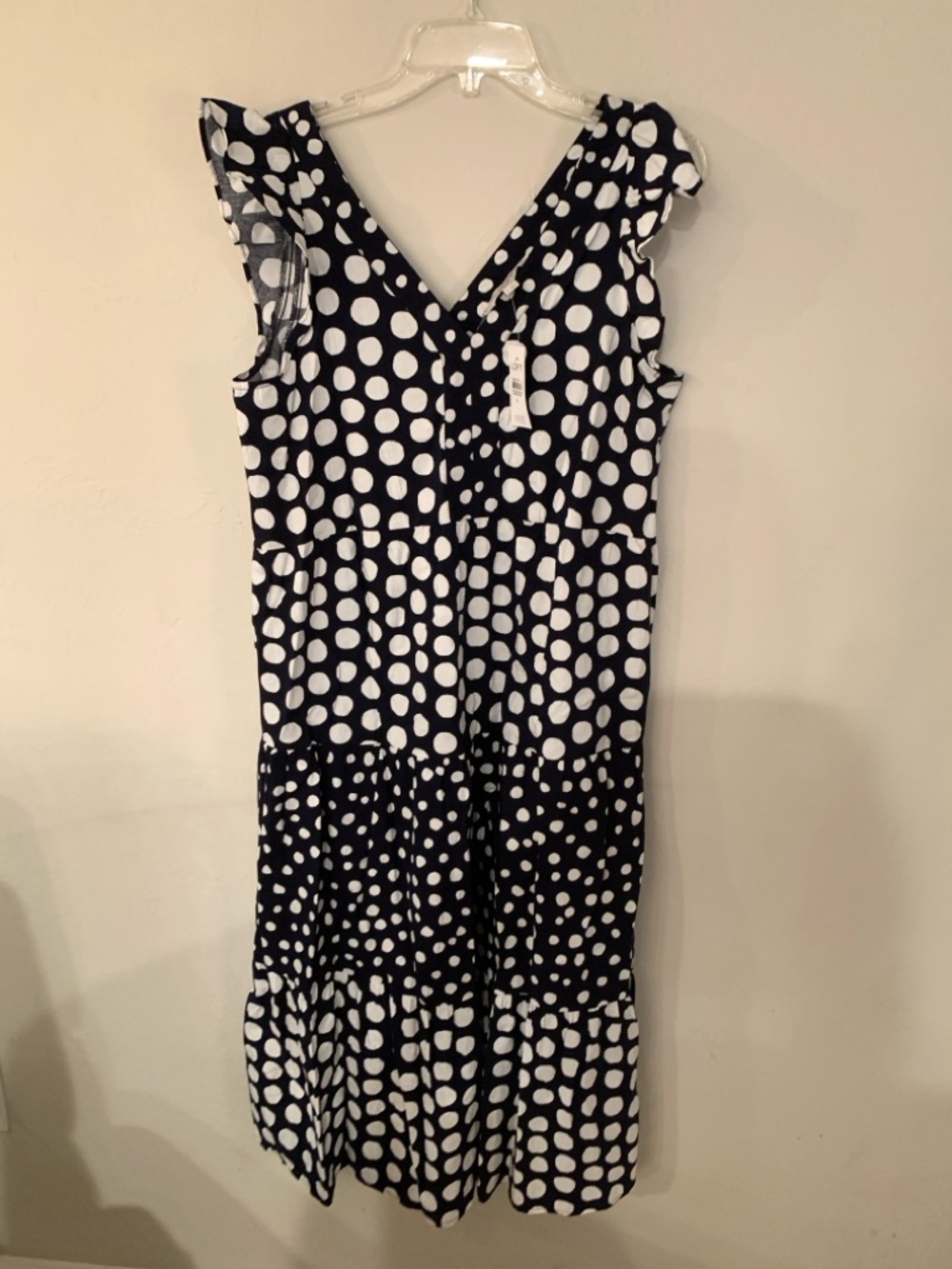 LOFT Navy and White Polka Dot Sleeveless Sun Dress NWT M retail 99.99